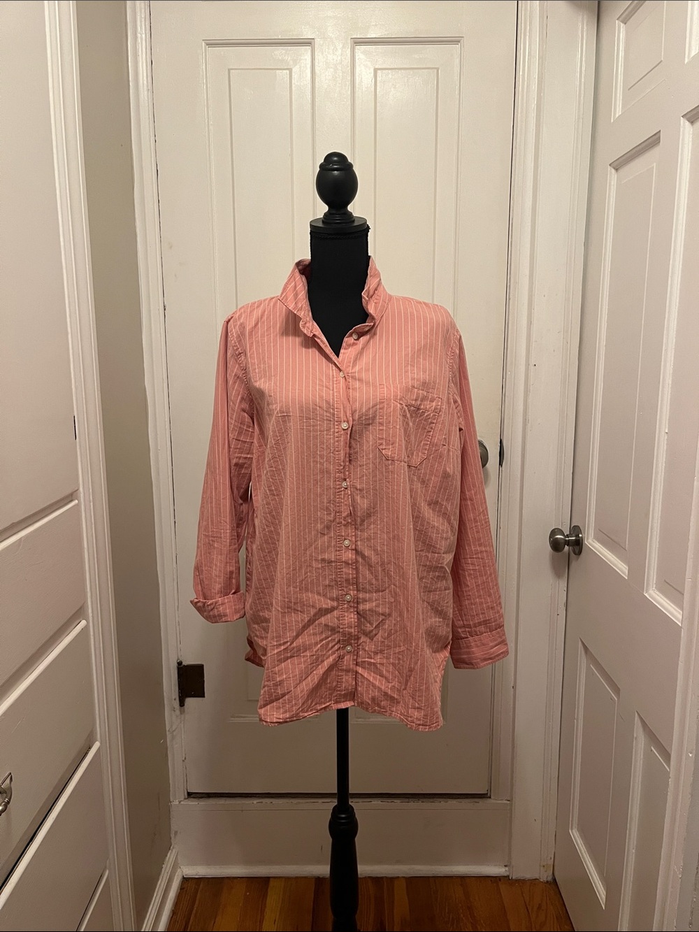 Coral striped button down XL